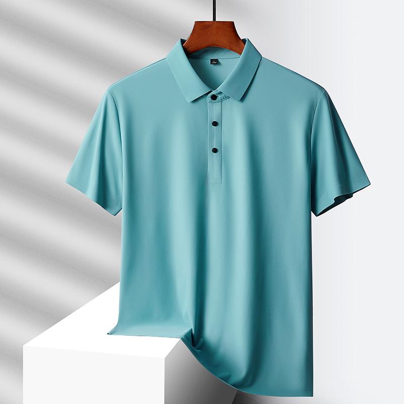 Dad's Summer Clothing Middle-aged Men's Short Sleeved T-shirt Summer Ice Silk Quick Drying Polo Shirt
