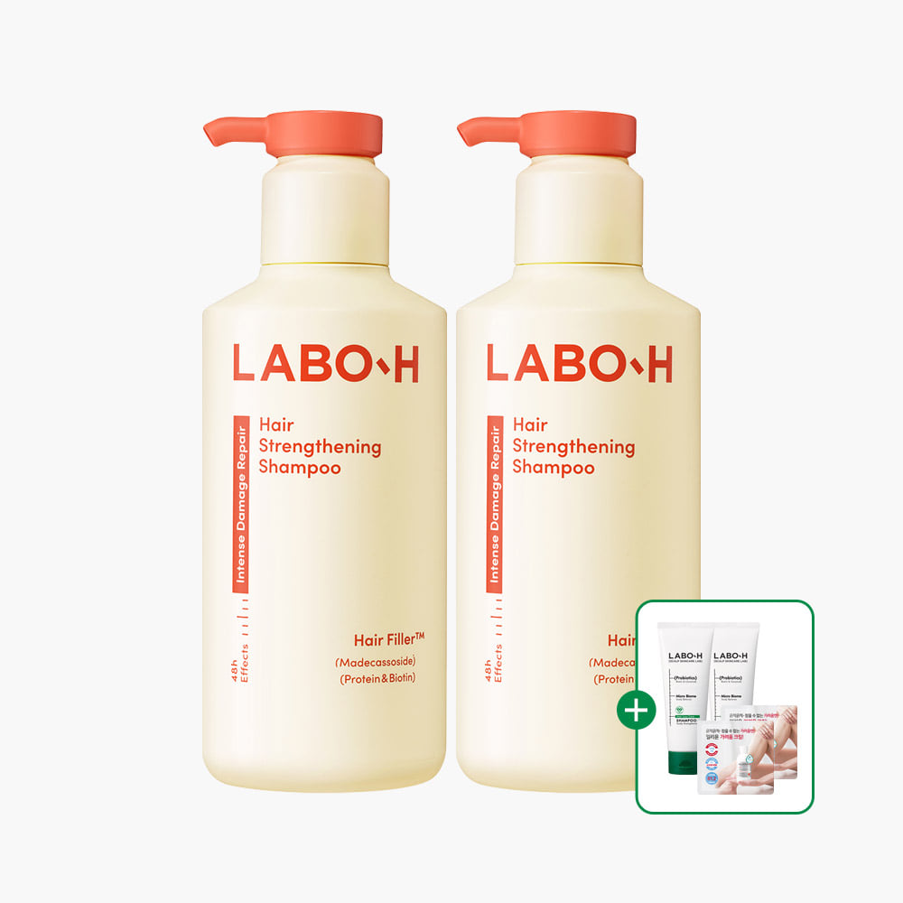 Hair Strengthening Clinic Shampoo 430ml (2 packs) + Scalp Strengthening Shampoo 100ml (2 packs) Gift