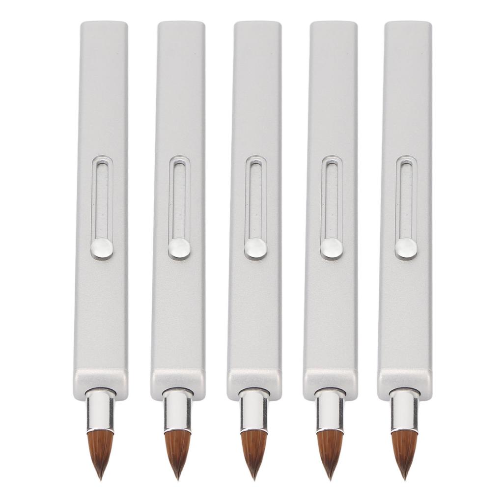 5Pcs Lip Brush Retractable Portable Multipurpose Single Ended Nylon Lip Makeup Brush Grey Shell