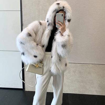 Women's New Faux Fox Fur Grass Coat Women's Winter Loose Fur Hooded Jacket Warm Lamb Fur Coat