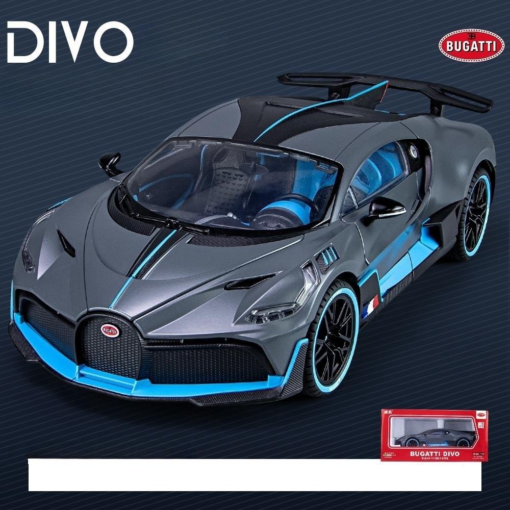

1/18 Bugatti Divo Super Toy Car Model Diecast Miniature Racing Model Doors Opening Sound Light Collection Gift for Boy Children серый