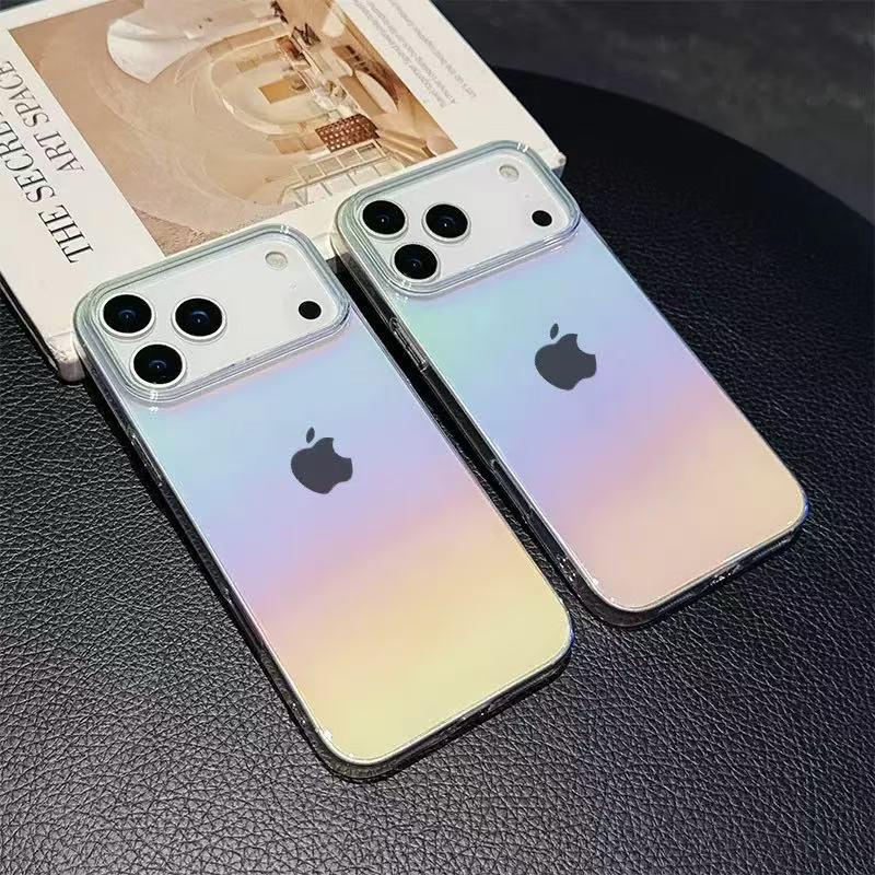 

Креативный радужный лазерный полупрозрачный акриловый чехол для телефона Apple 17/16/15 - Высокая прозрачность, прочная жесткая оболочка iPhone 17