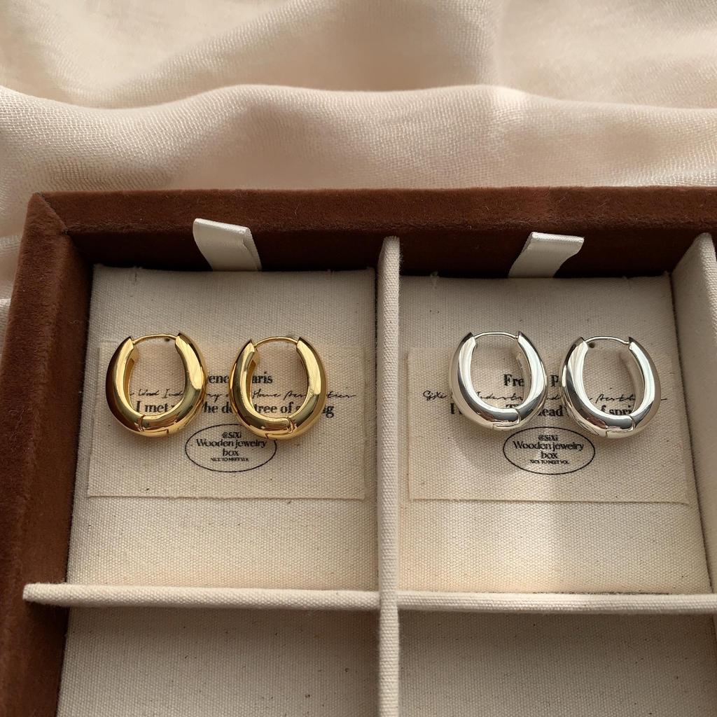 Minimalist U-Shaped Oval Earrings, Ear Buckles, Light Luxury, Retro, Exquisite, Advanced Texture, Commuting Personality, Versatile Earrings