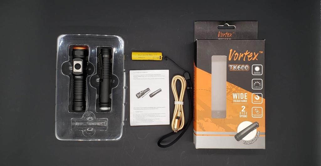 Vortex TK600 Rechargeable Magnetic End Cap Dimmable CREE LED Expandable EDC Flashlight with Magnetic End Up to 600 Mini USB Outdoor Survival