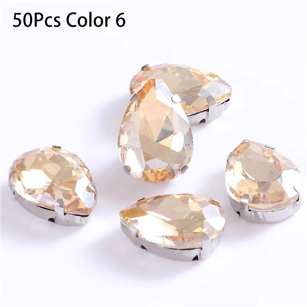 50Pcs/Pack Teardrop Shape Glitter Sewing Rhinestones Diamond Beads Ornament  For Needlework