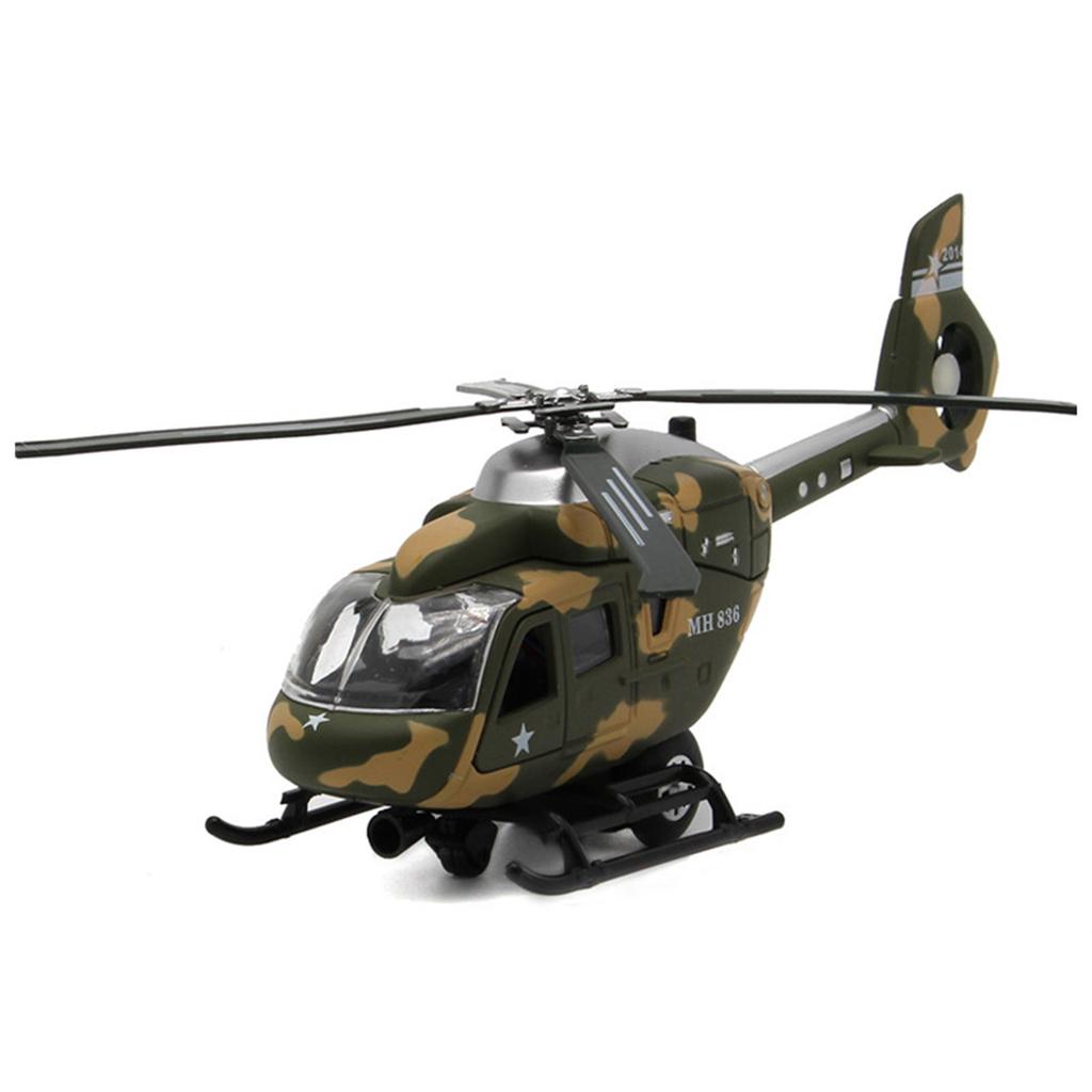 1/64 Scale Military Helicopter Alloy Toy Model with Retroactive Motion, Sound & Light Effects - Ideal for Kids' Play & Collectio