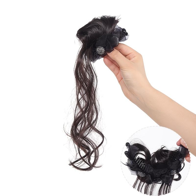 New Synthetic Hair Bun Bow Claw Clip Natural Curly Hair Wig Hair Clip Fluffy Brown Black Bun Head Wig Hair Accessories