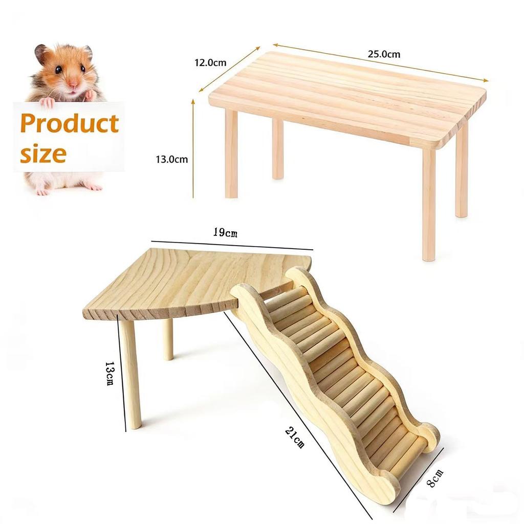 Wooden Hamster Cage Hideout Two Tier Platform House Compact Pet Habitat For Small Hamsters Home Display For Kids Birthday Gift