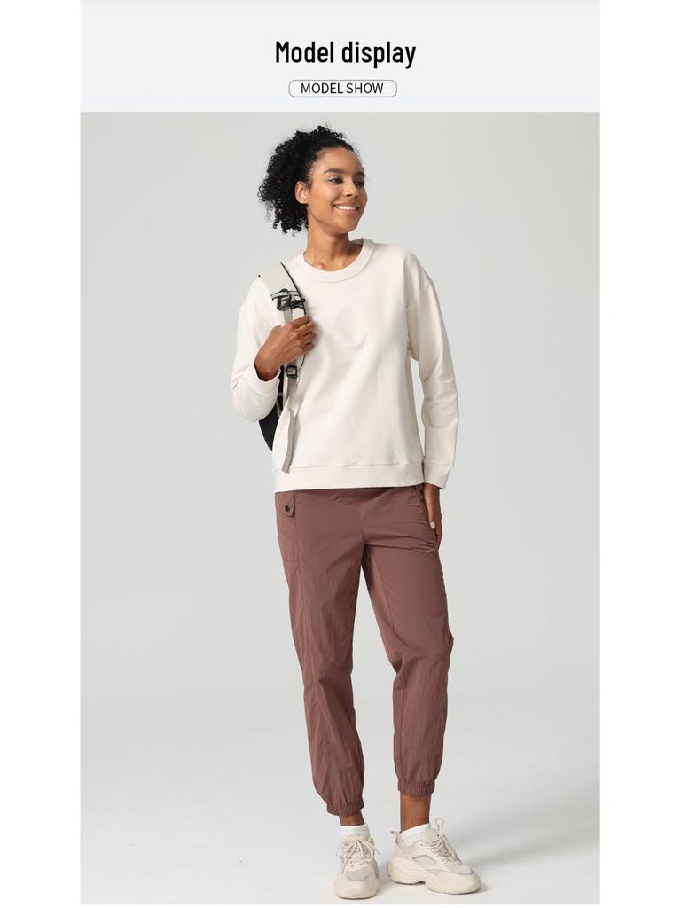 Convertible Women's Lightweight Windproof Yoga Jogger Pants with Drawstring for Hiking and Casual Wear