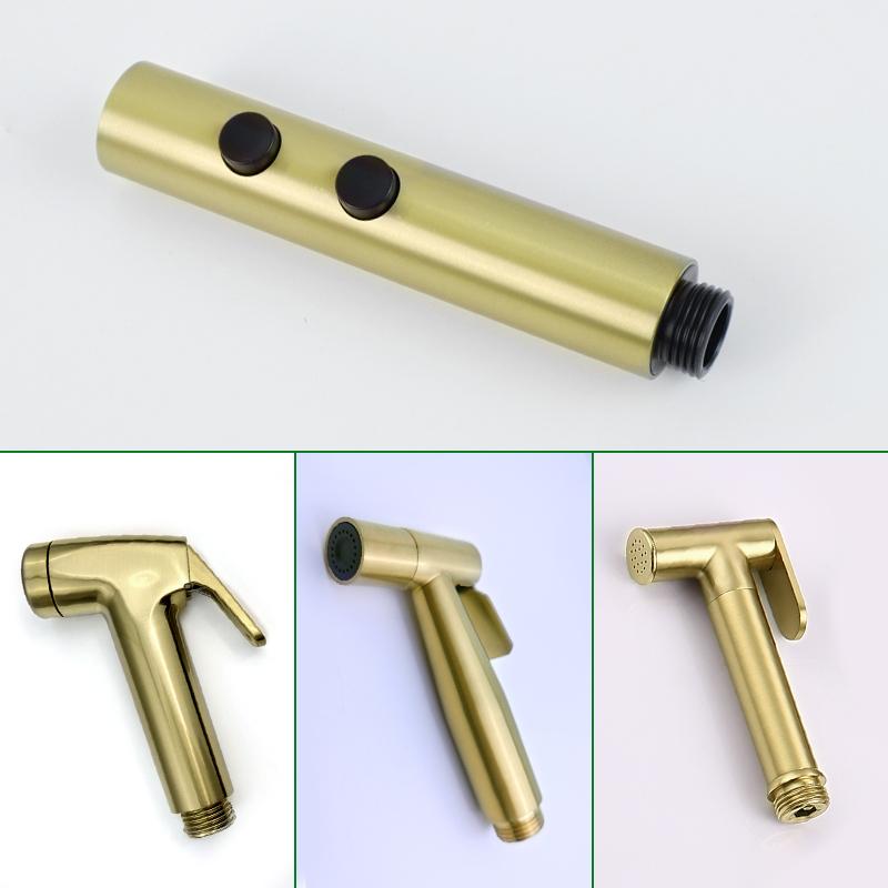 Bidet Sprayer Brushed Gold Bathroom Clean Toilet 2 Functions Water Flow Brass Body Stainless Steel/PVC Hose