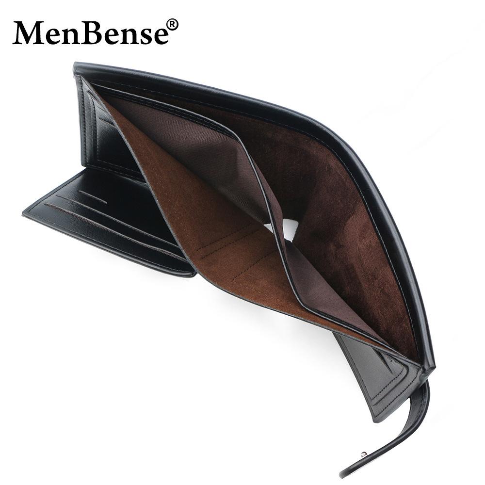 Schoolbag new dark line craft leather texture horizontal business men's wallet short wallet multi-card position hinge men's wallet