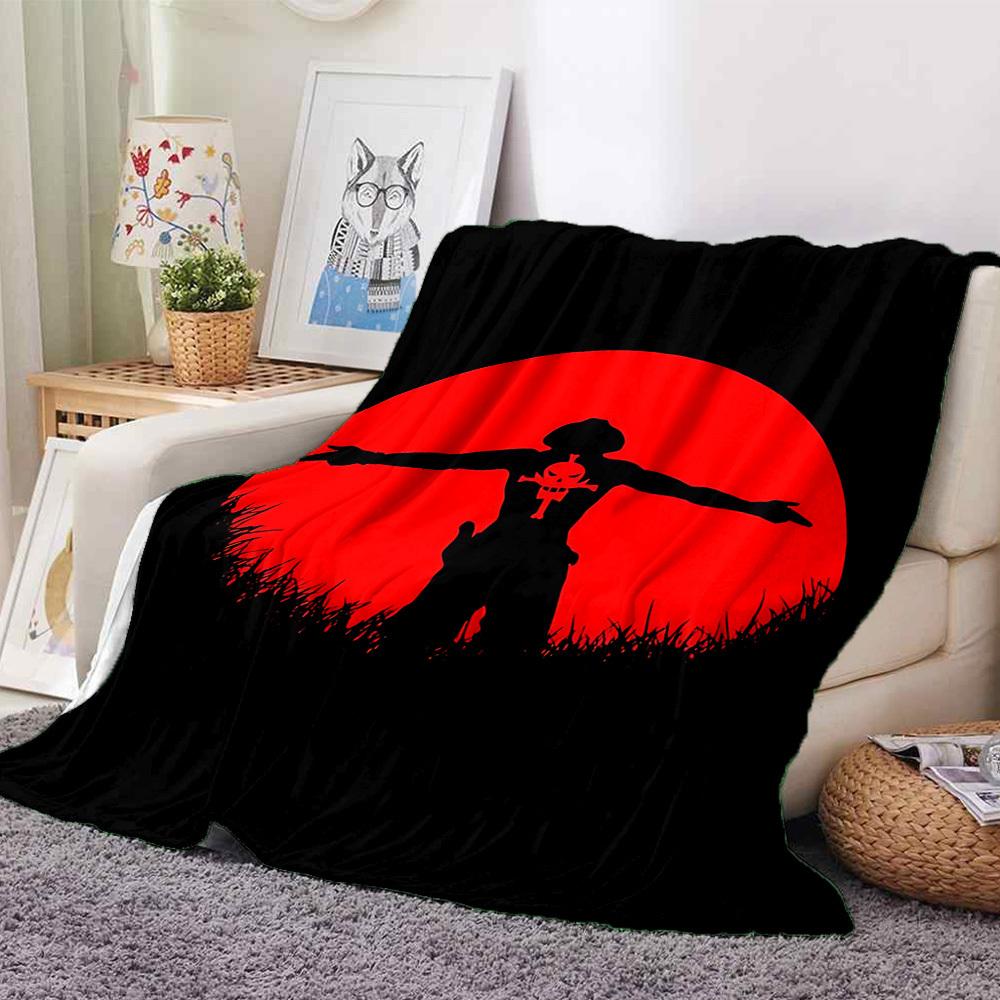 1pc ONE PIECE Ace Flannel Throw Blanket HD Printed Lightweight Soft Warm All Season Blanket for Sofa, Bed, Travel, Camping Machine Washable