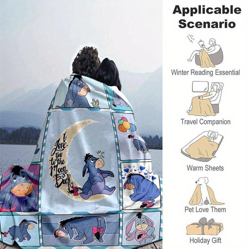 1pc, Adorable Eeyore Home Decor Blanket: A Cozy Flannel Throw for Your Living Room, Bedroom, or Outdoor Adventures. Perfect Gift Idea, Soft Sofa Blank