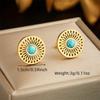 DIEYURO 316L Stainless Steel Tree of Life Turquoise Golden Necklace Earrings For Womens New Party Gift Fashion Jewelry Set