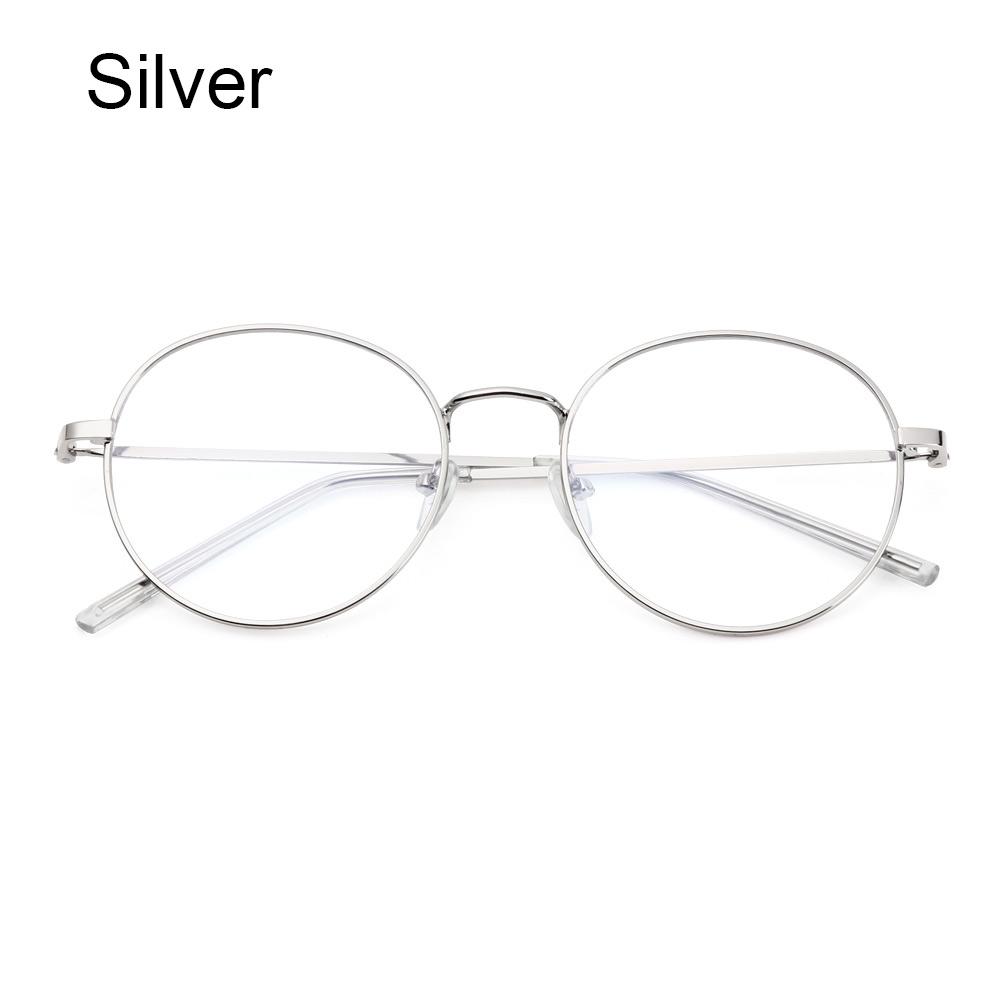 Fashion Women Anti-Blue Light Glasses Men Classic Metal Round Oversized Frame Eyeglasses Optical Lenses Office Computer Glasses