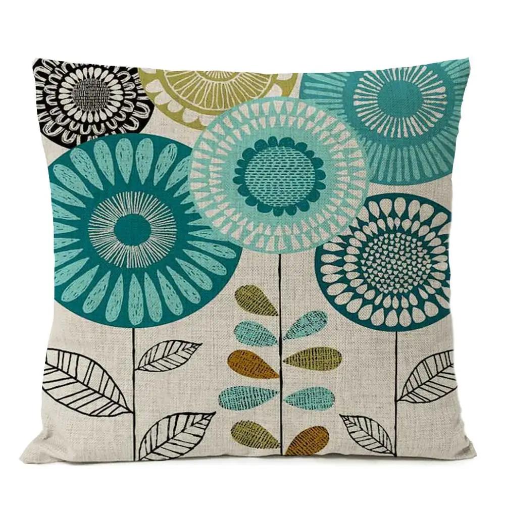 Home Decorative Throw Pillow Rustic Geometric Floral Pillow Cover Multicolor Flower Pillow Case Sofa Cushions 4545cm