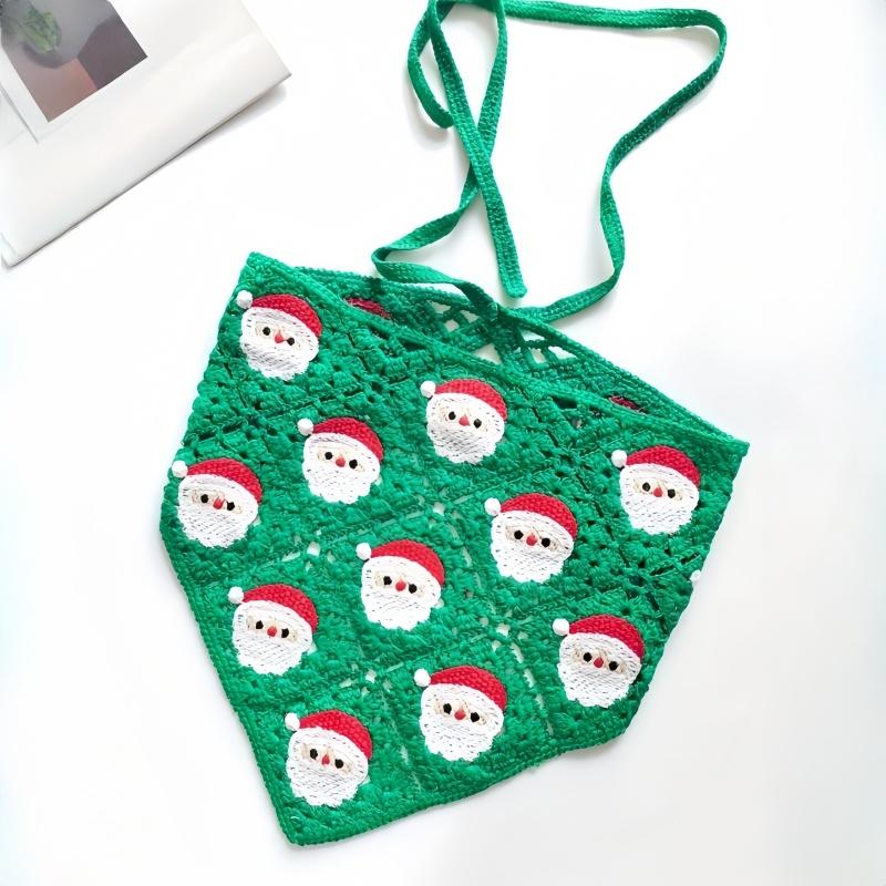 

1 шт. Рождественские украшения, винтажные французские платки на голову для Рождества, треугольные повязки на голову, вязаные крючком повязки на голову в стиле арт-деко ручной работы