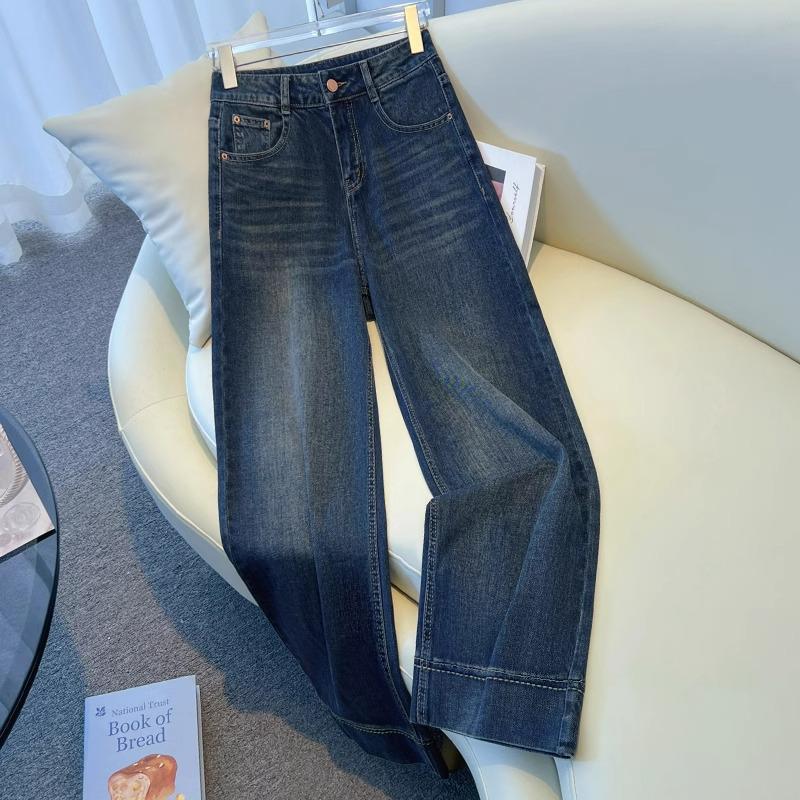 

Желтые Джинсы Слим с Широкими Штанинами Высокого Класса для Женщин - Мода Весна/Осень 2025, Длина Девять Десятых, Американский Прямой Крой 28/L: 105-115 Jin