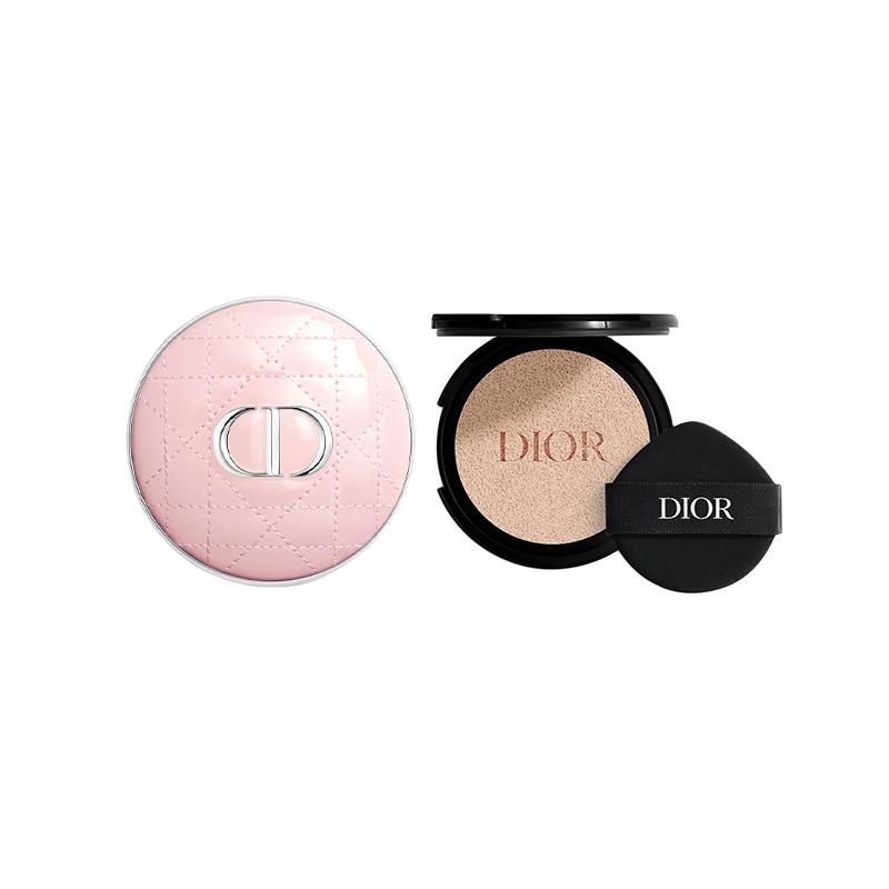 DIOR Cushion Two-piece set B: Soft mist matte makeup locking air cushion core #0N 13g + pink lacquered cannage pattern shell серебряный