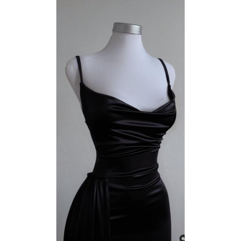 

Elegant Sleeveless Slim Fit High Split Party Dress Solid Color Fashion Summer Dresses Evening Backless Bandage Sexy Long Dress Hot Girl Clothing S чёрный