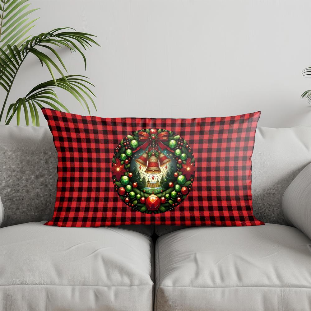 Home Decor Christmas Ornament-Patterned Pillow Suitable For Sofa Bedroom Car Pillow Cover Cushion Rectangular Back Cushion