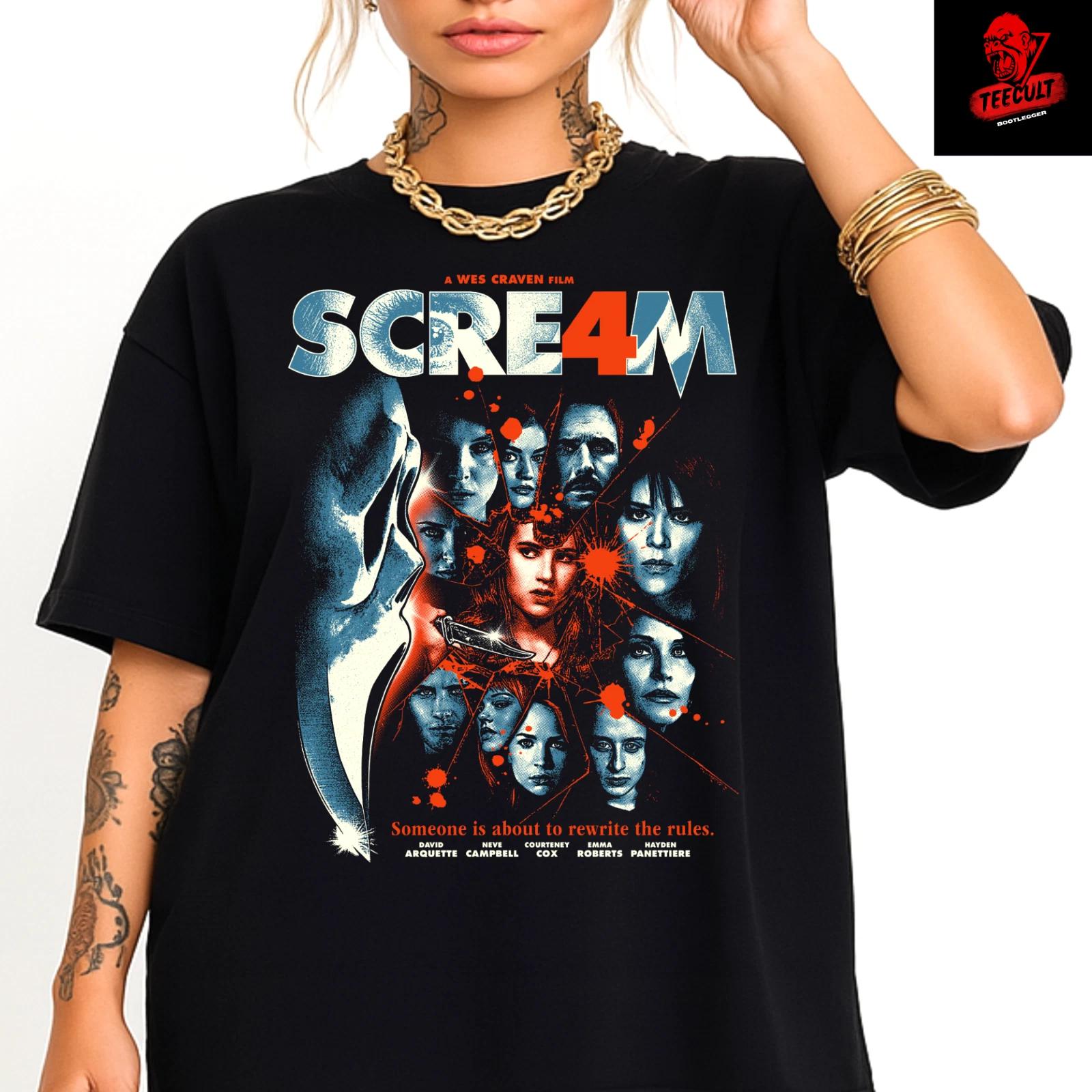 Men s and Women s T-shirts Wes Craven s Scream 4 (2011) Ghostface Horror Movie Unisex L