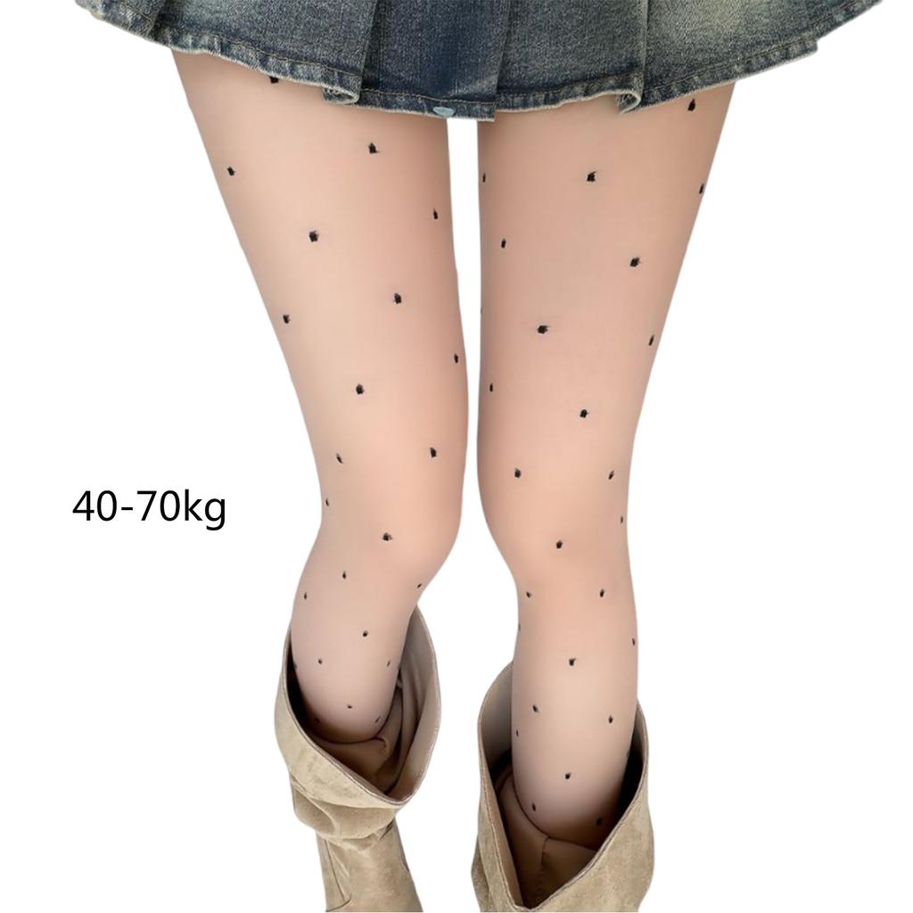 Elegant See Through Tights Stockings with Dots Patterned Aesthetic Multicolor Sheer Silk Pantyhose Hosiery for Women