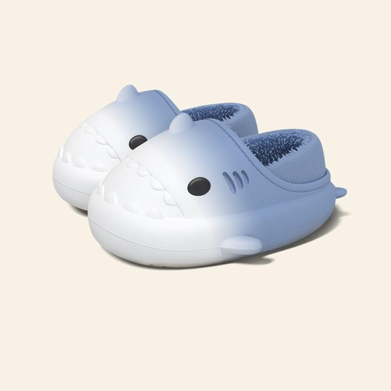 

Winter Cute Children EVA Shark Slippers Girls Soft Indoor Home Cotton Sandals Boys Non-Slip Thick Slides Kids Waterproof Shoes 14cm