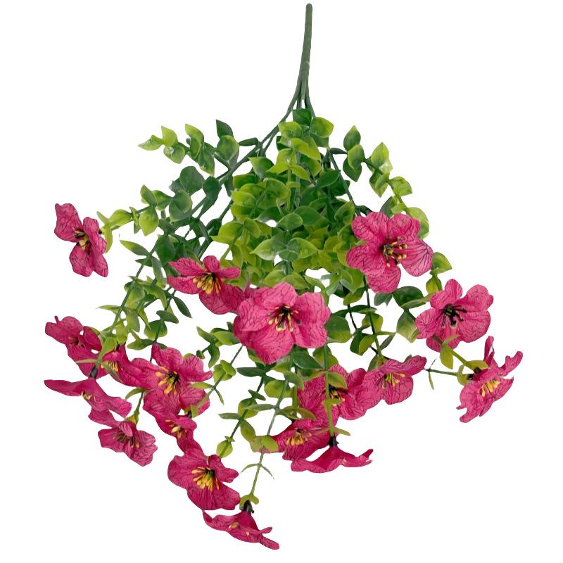 7-Fork Eucalyptus Violet Artificial Silk Flowers for Tabletop & Courtyard Decoration