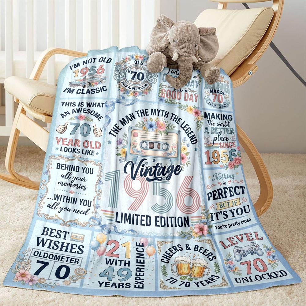 Vintage 1956 Celebration Flannel Blanket-Soft and Suitable for Sofas,Beds,Offices,Travel,All Seasons,Great Gift for Holidays and Birthdays.