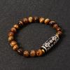 8mm Yellow Tiger Eye Agate 21-Eye Dzi Bead Bracelet for Men and Women