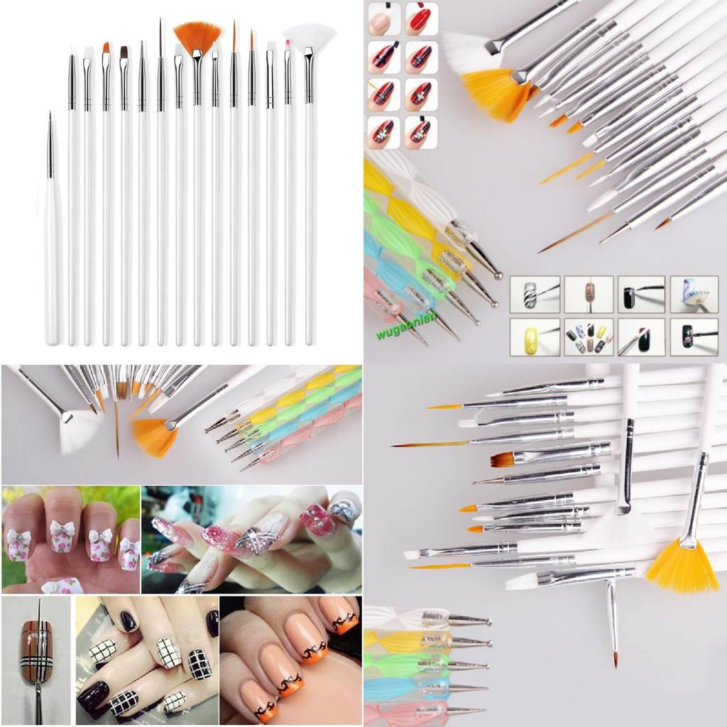 Nail Art Brush Set 15 Pcs With Long Wooden Handles For Professional Manicure And Design
