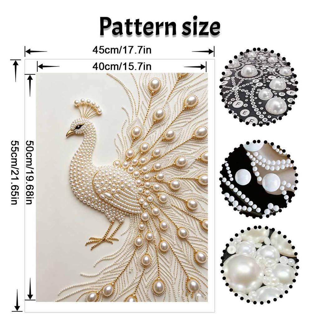 DIY Pearl Diamond Art Painting Kits for Adults and Beginners, Luxurious Peacock Sparkling Painting Craft Home Wall Decor Handmade Gift