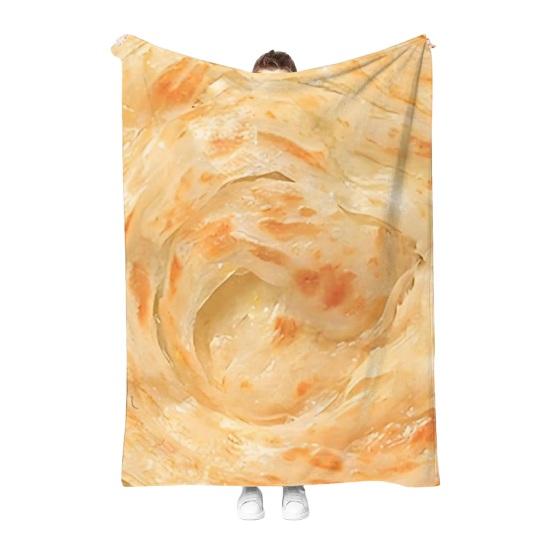 Pătură Flanelă cu Clătite Distractive, Pătură de Odihnă Creativă cu Model Realist de Clătite, Pătură Moale Confortabilă pentru Canapea, Fotoliu, Birou, Cameră de Cămine