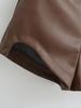 American Retro Style Slimming PU Leather Shorts with Hip Padding for Petite Figures