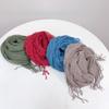 Long Tassel Sun Protection Wrap Solid Color Neck Scarf Casual Pure Linen Scarf  Spring Summer