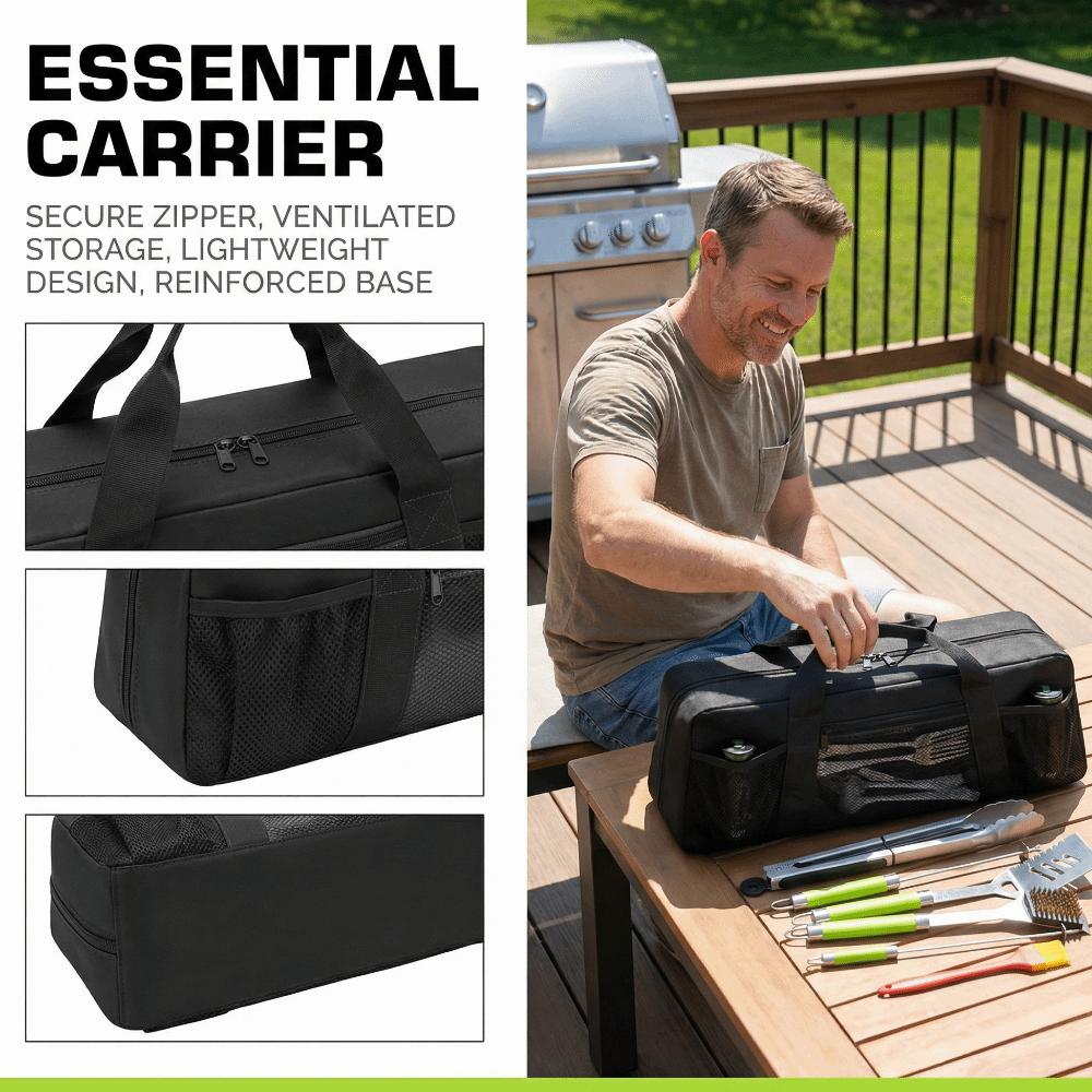 Multiple Compartments Grill Tool Storage Bag Waterproof BBQ Tool Storage Bag  Outdoor Grilling