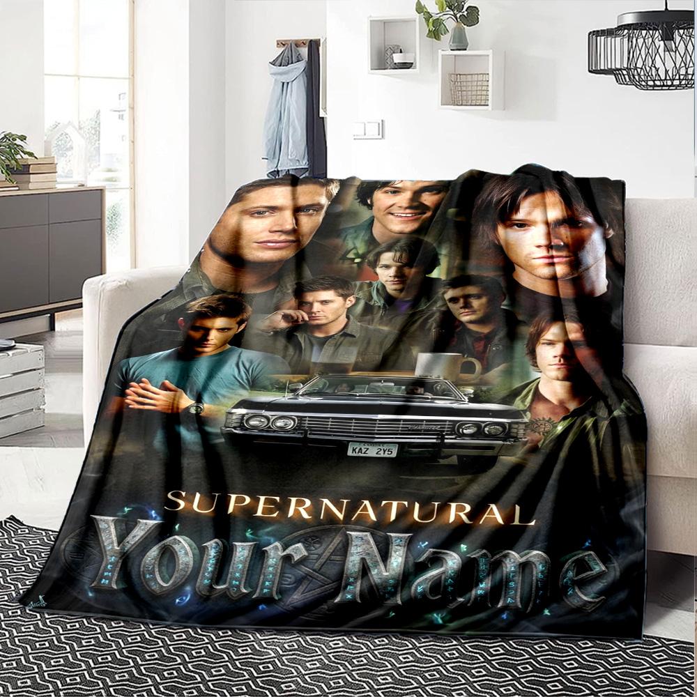 Name Custom Supernatural Hunting Brothers Print Flannel Blanket High Quality Warm Comfortable Cover for All Seasons Perfect for Gifts Home Decor