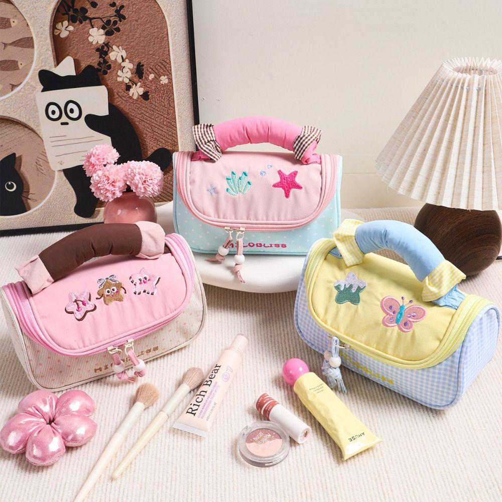 Candy Color Colorblock Cosmetic Bag Large Capacity Pencil Pouch Cute Pencil Case  Student