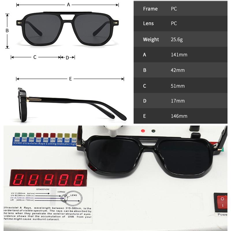 SHAUNA Retro Double Bridges Square Women Sunglasses Shades UV400 Fashion Men Trending Rivets Gradient Sun Glasses