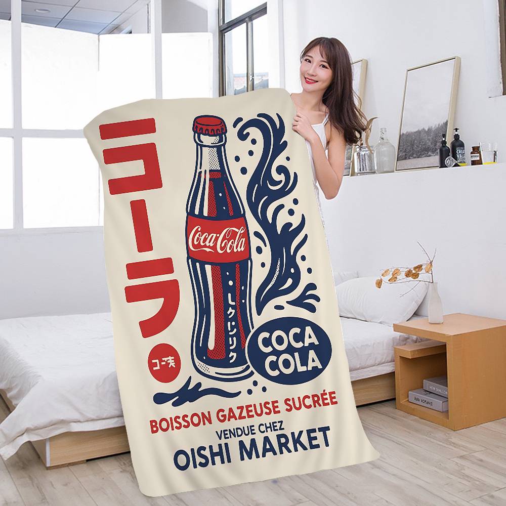 

C-COCA Logo C-COLAS Anime Beach Swimming Towel Soft Absorbent Washcloth Children s Gifts For Kids Travel Camping Gym W40*H60(CM)