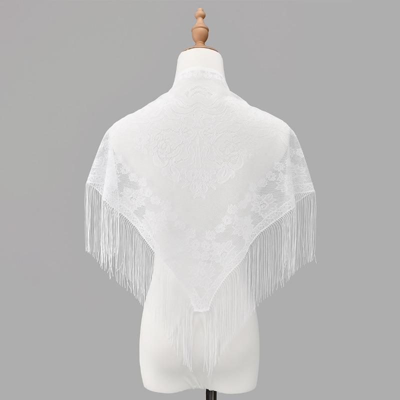 Hot-selling new lace flower mesh frame triangle scarf fringed shawl women's fashion hollow scarf