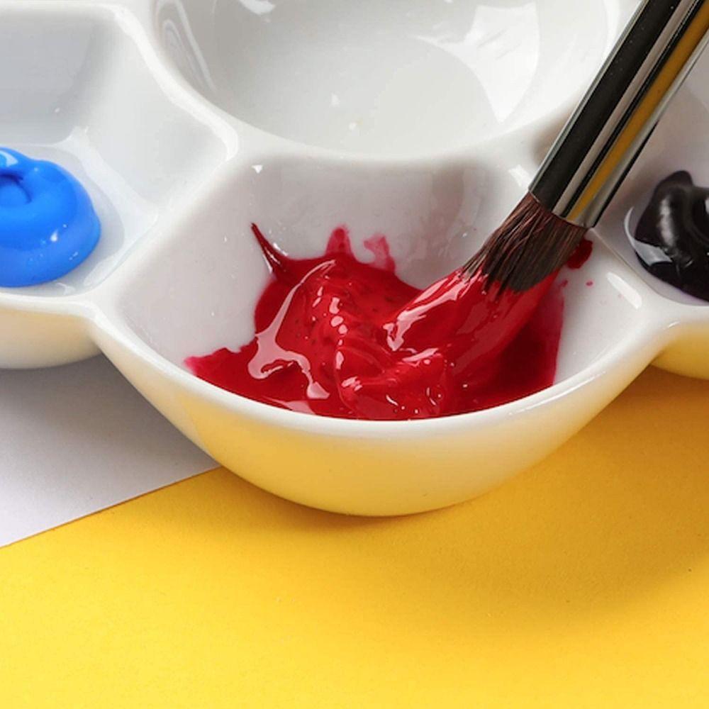 White Ceramic Paint Palette 6/7/8/9 Grids Porcelain Palette Mixing Colour Tray  Painting