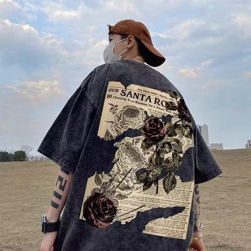 Men's Loose-Fit Vintage Washed Distressed T-Shirt