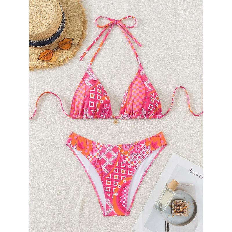 

Новый печатный кружевной сексуальный раздельный купальник-бикини XS