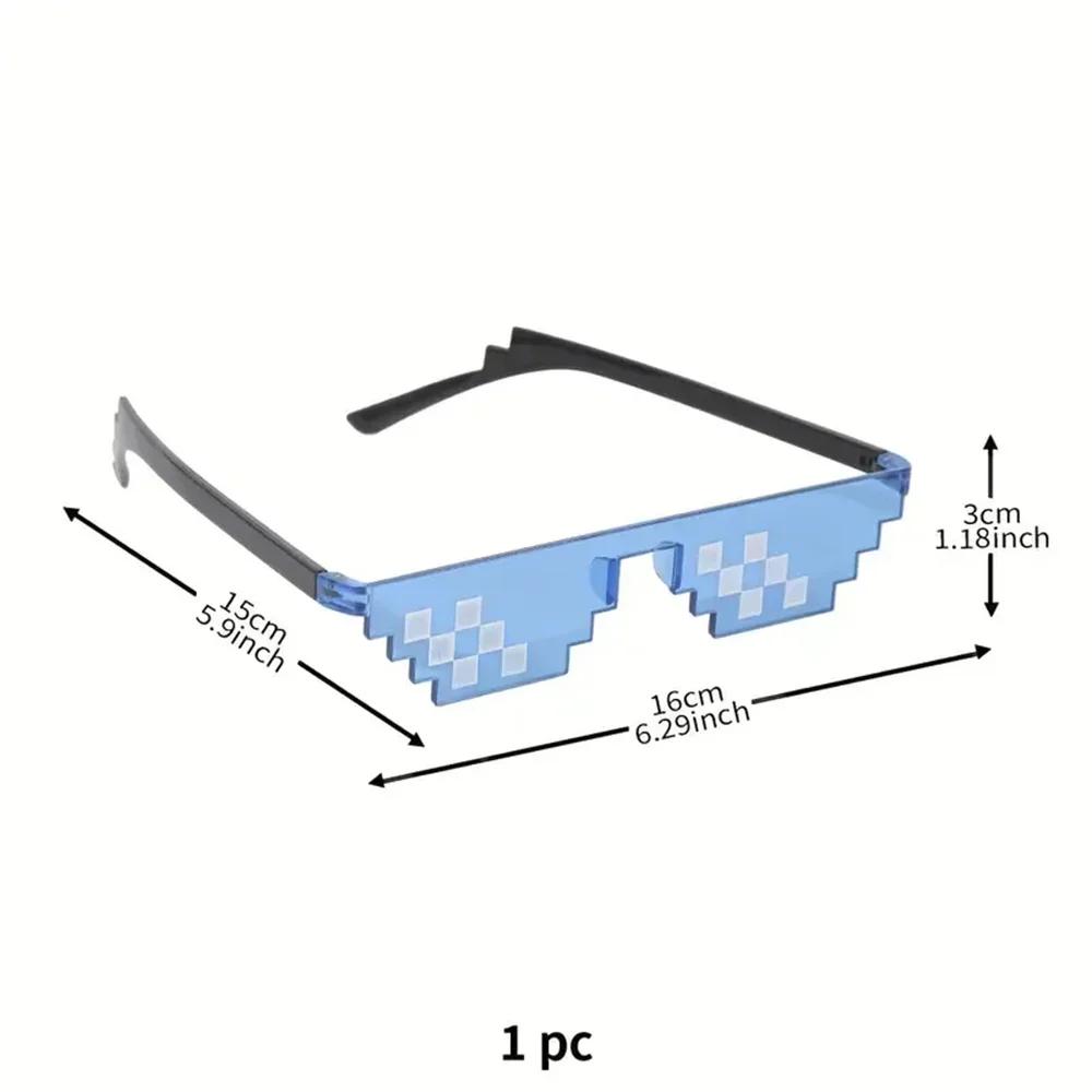 Mosaic Funny Party Glasses Festival Party Photo Props Anime Pixel Glasses Pixelated-Meme Gamer Decor Favor Funny Creative Gifts