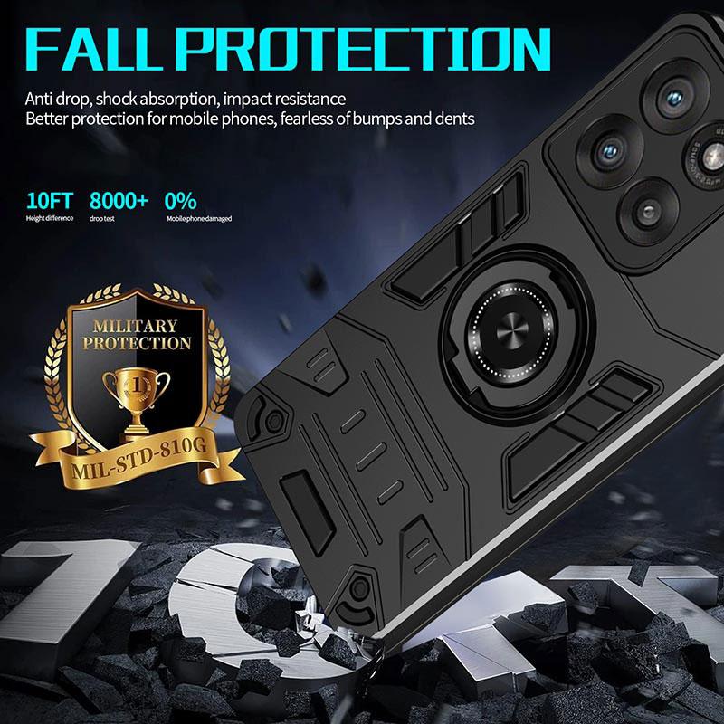 Für Motorola Moto G56 G86 G04 G24 G05 G04S 2024 G15 Power E14 E15 Handyhülle, Armor 360° drehbarer Ringhalter Schutzhülle