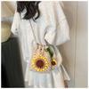 Handmade Crochet Sunflower Phone Crossbody Bag For Women, Cute Knitted Lightweight Cell Phone Purse Drawstring Pouch For Daily Commute