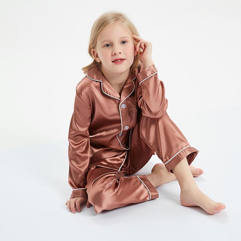 Children's Ice Silk Pajamas Set - Comfortable Summer Sleepwear for Boys and Girls