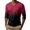 Men's V-neck Casual Fashion Printed Long-sleeved T-shirt Top